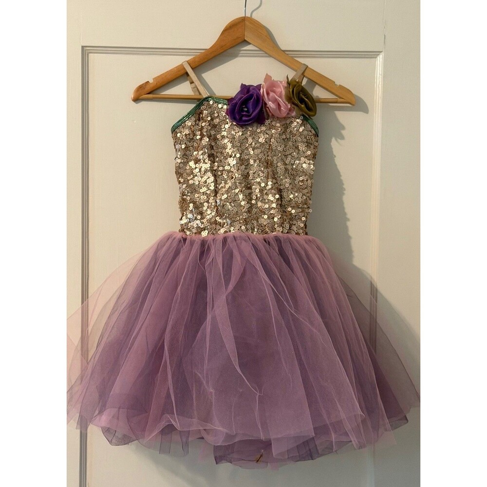 Curtain Call Dance Costume Ballet Layered Tulle Tutu Sequin Flowers Child Large